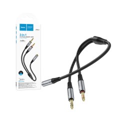 Adaptador de áudio Hoco UPA21 2 * 3,5 mm macho para fêmea 3,5 mm 25 cm cinza metálico Adaptador de áudio Hoco UPA21 2 * 3,5 mm macho para fêmea 3,5 mm 25 cm cinza metálico